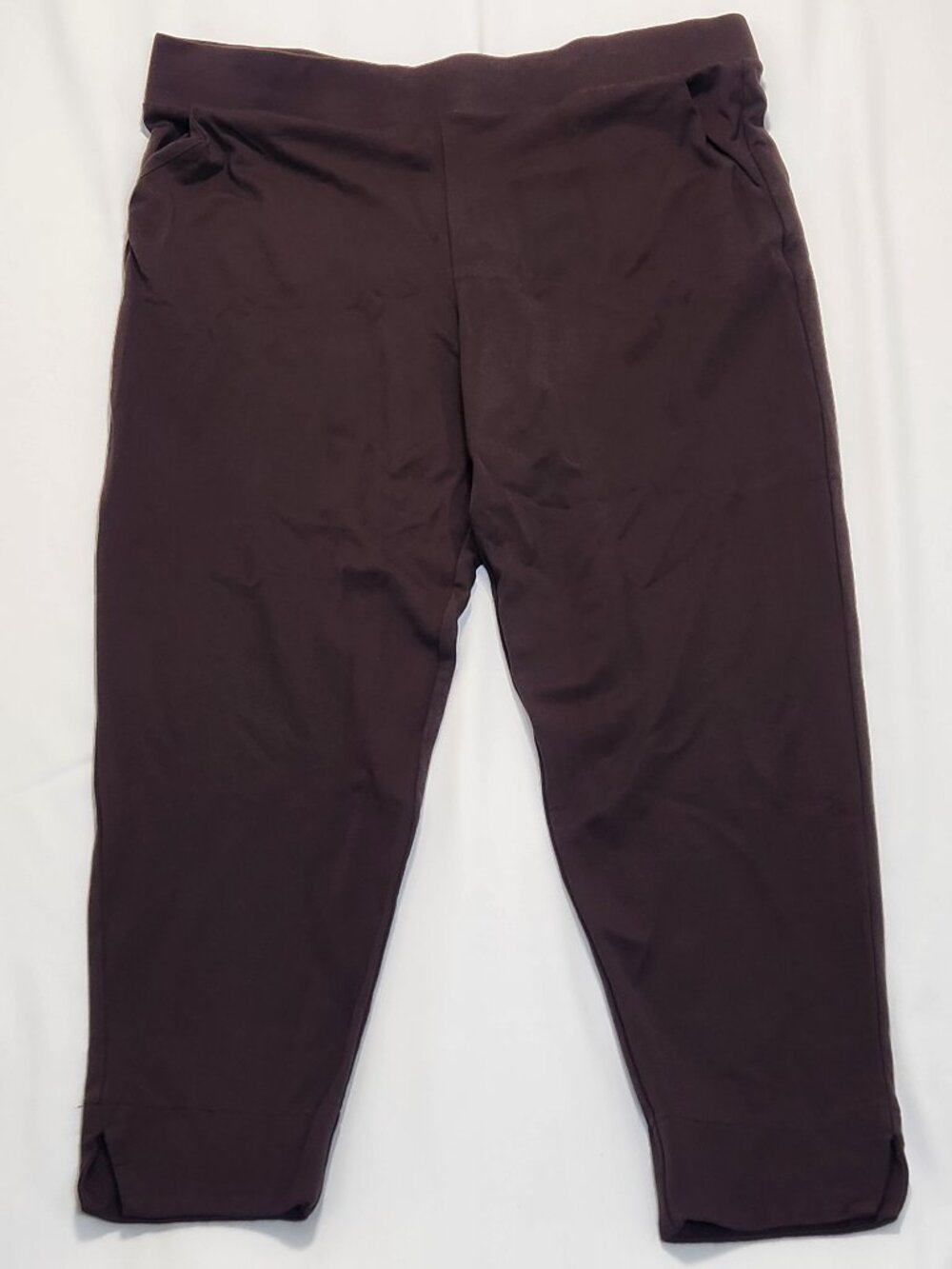 Hue Womens Plus Size 2X Pull On Cropped Pants Capris – Espresso Brown